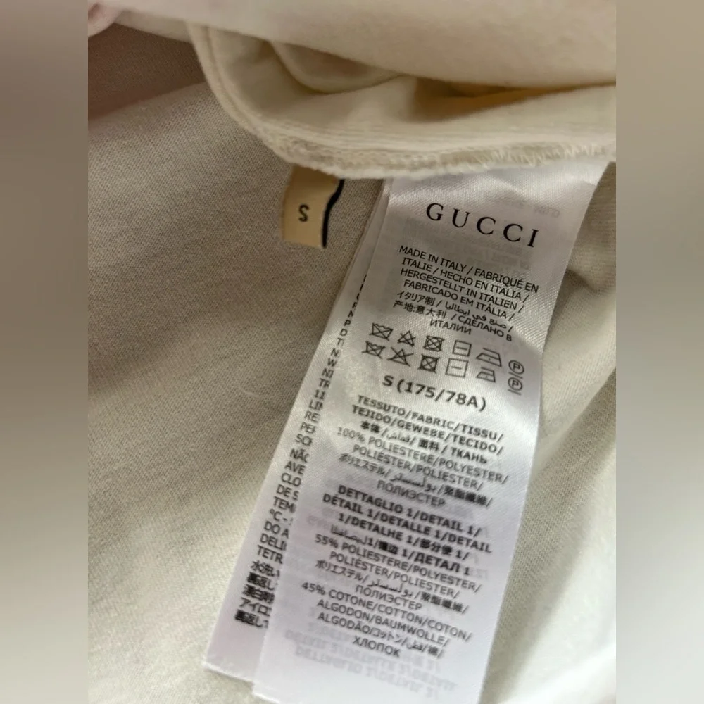 Gucci White Tee with Red Number Design UNISEX   100 music is mine